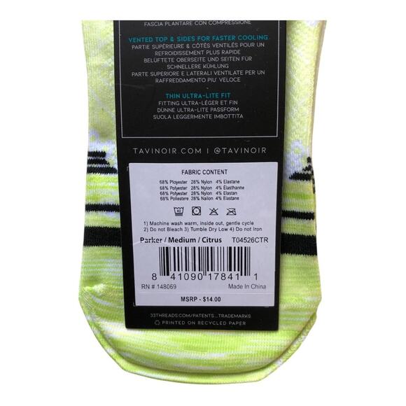 TAVI Sport NIP Women Thin Ultra Lite Compression Low Rise Parker Socks Citrus MD - Picture 6 of 7
